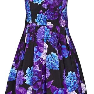 City Chic Blue and Purple Fit and Flare Midi Dress